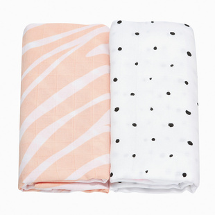 MOTHERHOOD - OTULACZE MUŚLINOWE BAWEŁNIANE PREMIUM ZEBRA ŁOSOSIOWA  80X120 CM  2 SZTUKI