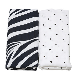 MOTHERHOOD - OTULACZE MUŚLINOWE BAWEŁNIANE PREMIUM ZEBRA NIEBIESKA  80X120 CM  2 SZTUKI